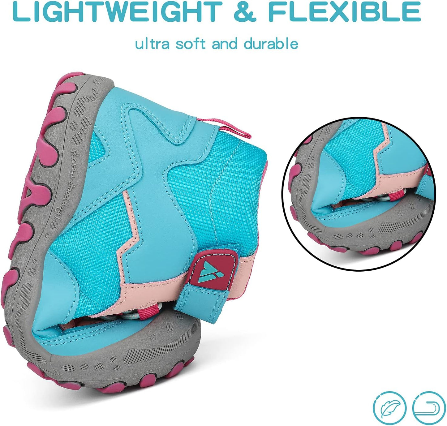 Mishansha Kids Water Resistant Hiking Boots, Boys Girls Anti Collision Anti-Skid Athletic Outdoor Adventure Trekking Shoes