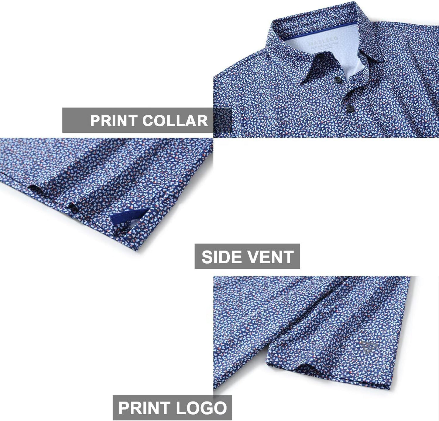 Men's Golf Polo Shirts Short Sleeve Striped Performance Moisture Wicking Dry Fit Golf Shirts for Men