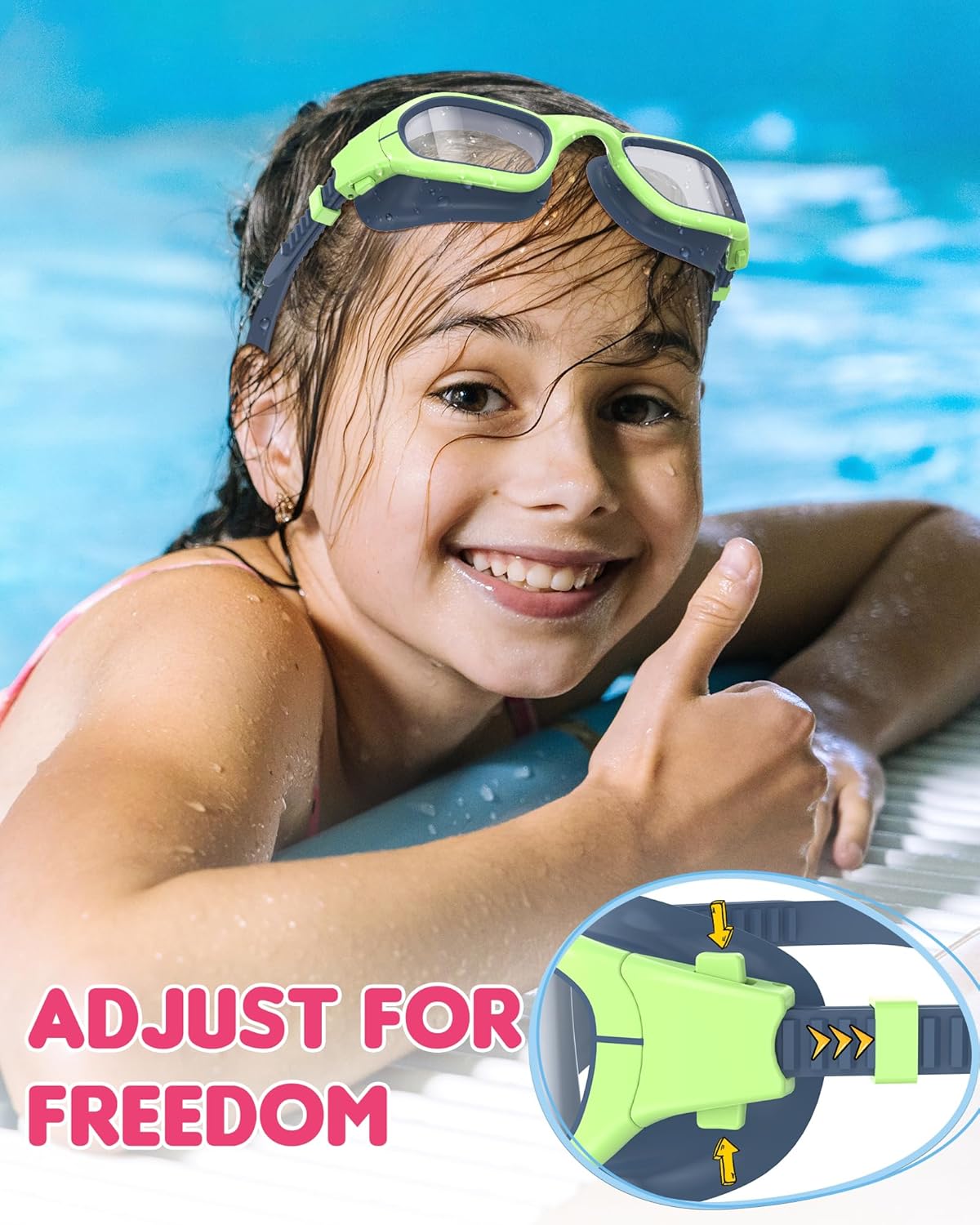 Kids Swim Goggles,Swimming Goggles for Kids 6-14, Anti-Fog UV Protection Pool Glasses for Boys Girls