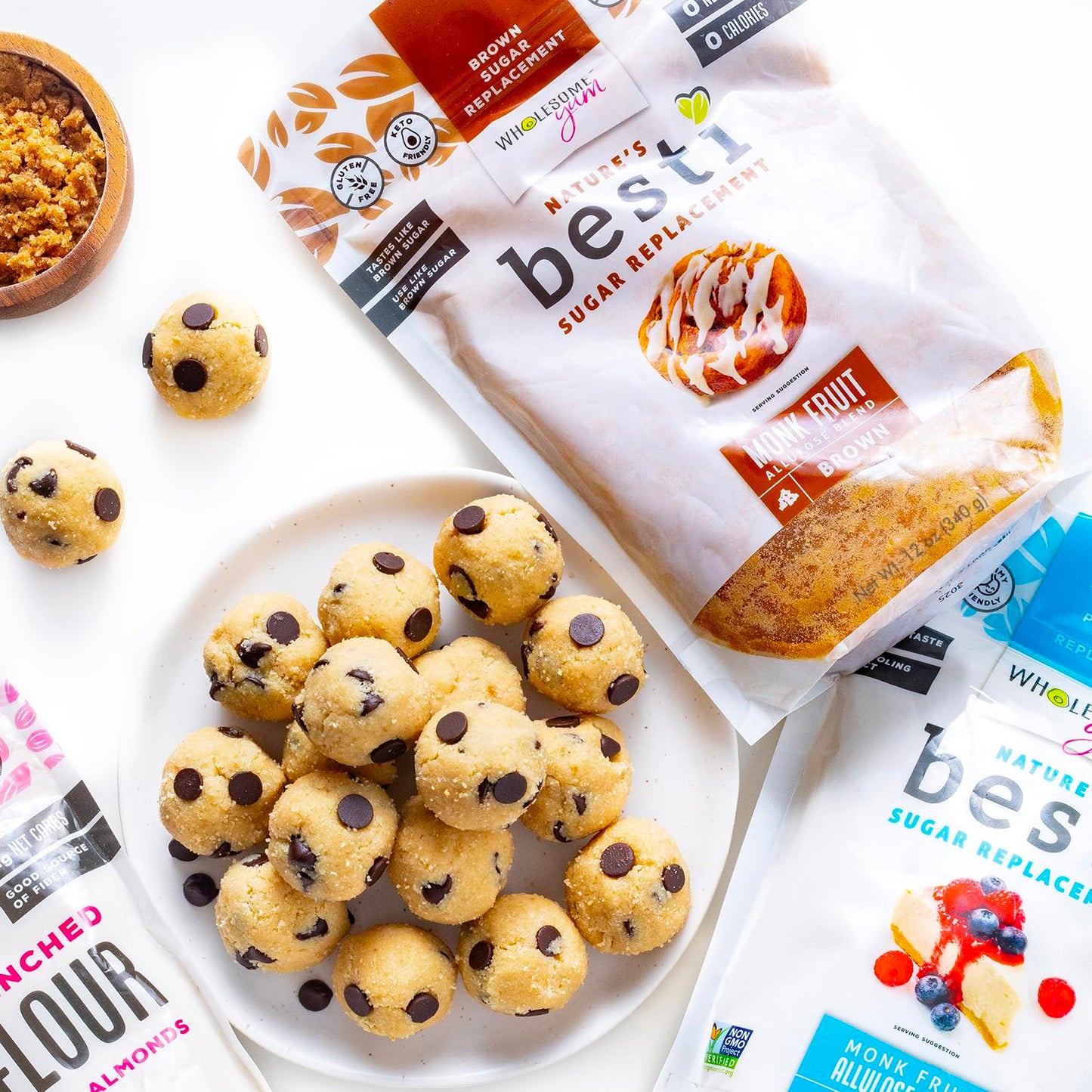 Wholesome Yum Besti Natural Brown Sugar Substitute - Keto Brown Monk Fruit Sweetener Blend With Allulose (No Erythritol) - Non GMO, Zero Carb, Zero Calorie, Sugar Free, No Aftertaste (12 oz)