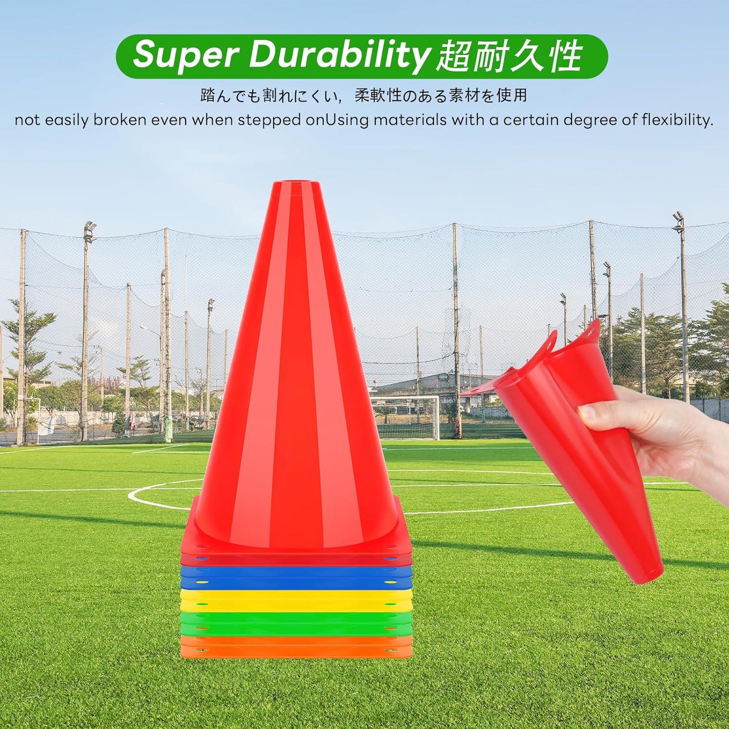 BiAnYC 7 Inch Plastic Sport Training Traffic Cones- Set of 10 Pcs/25 Pcs, 5 Colors(Orange/Yellow/Red/Blue/Green)