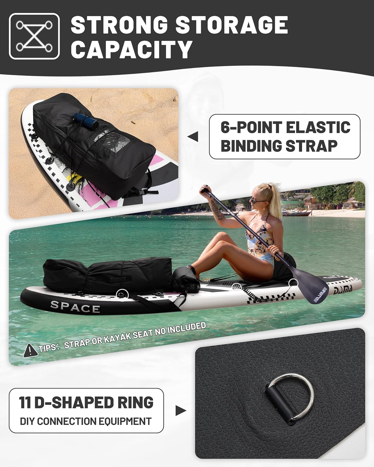 DAMA 11'*34"*6" Inflatable Paddle Board, Paddle Boards for Adults,Sup,Lightweight and Durable, Easy to Inflate, Versatile in Style, Fully Functional, Equipped w/High Grade Accessories.