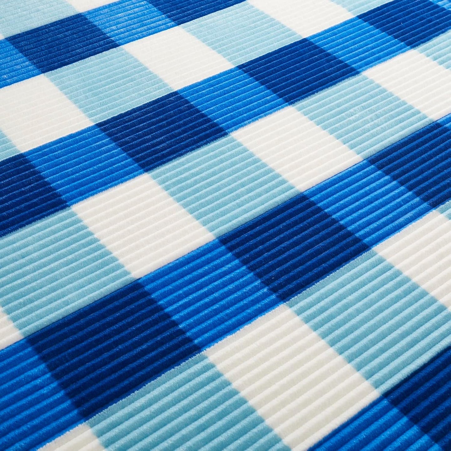 PU MEI Sherpa Blanket Twin Plaid Thick Bed Blanket, 90”*80” Super Soft Flannel Fuzzy Fleece Reversible Velvet Plush Warm Blanket for Couch(Blue Check, 80"*90")