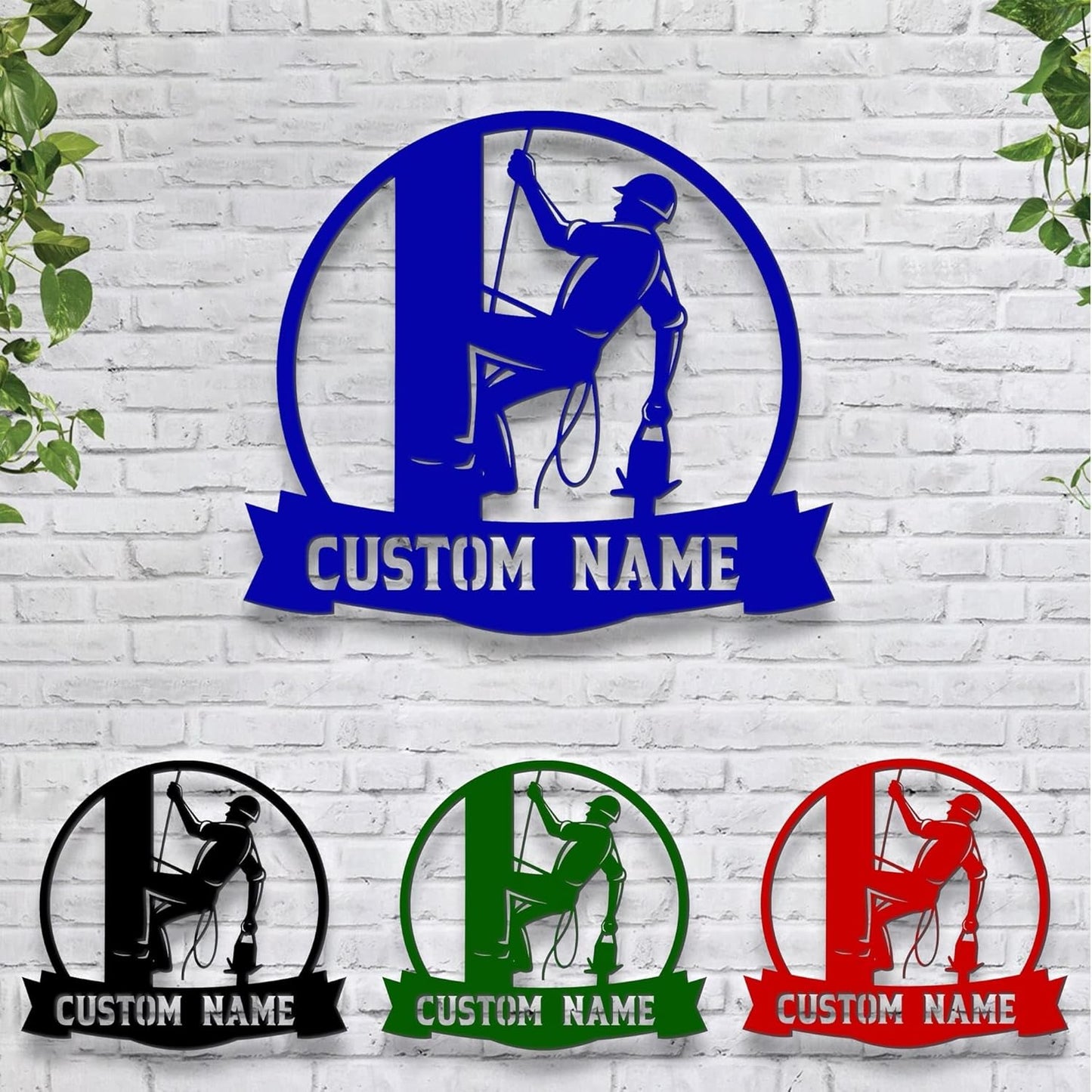 Personalized Electrician Metal Sign with LED Lights, Custom Electrician Metal Wall Art, Gift For Electrican, Wall Art Hanging Home Decor Birthday Xmas Gift