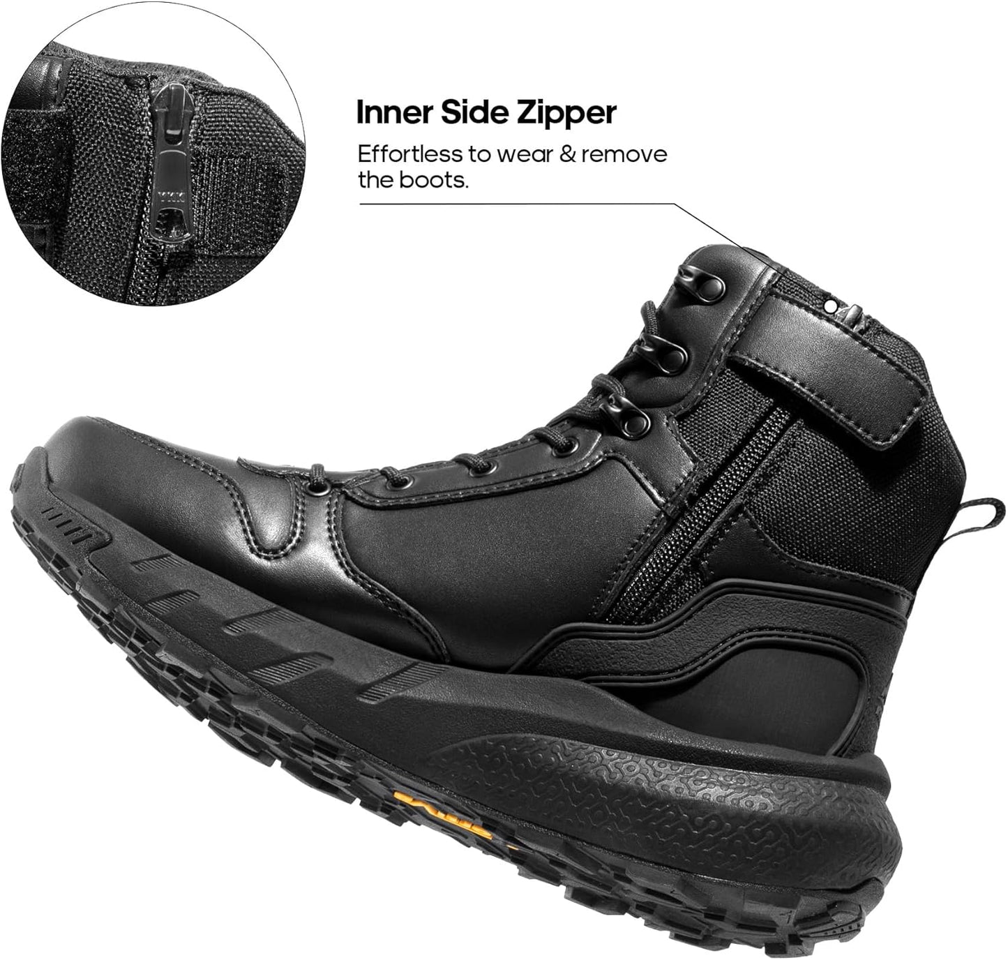 NORTIV 8 Men's Military Tactical Boot Lightweight Comfortable Boots for Work All Day Side Zipper Motorcycle Combat Hiking Boots Metrostrike(8-9 Inches)