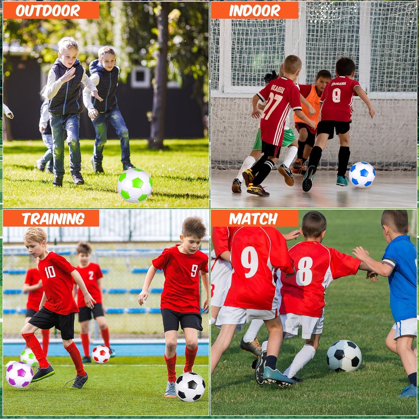 Sotiff 24 Pcs Size 5/4 Soccer Ball Bulk with 24 Pump Deflated Soccer Balls for Kids Teen Football Bulk for Game Training School Team Sports Adults Player Practice Outdoor