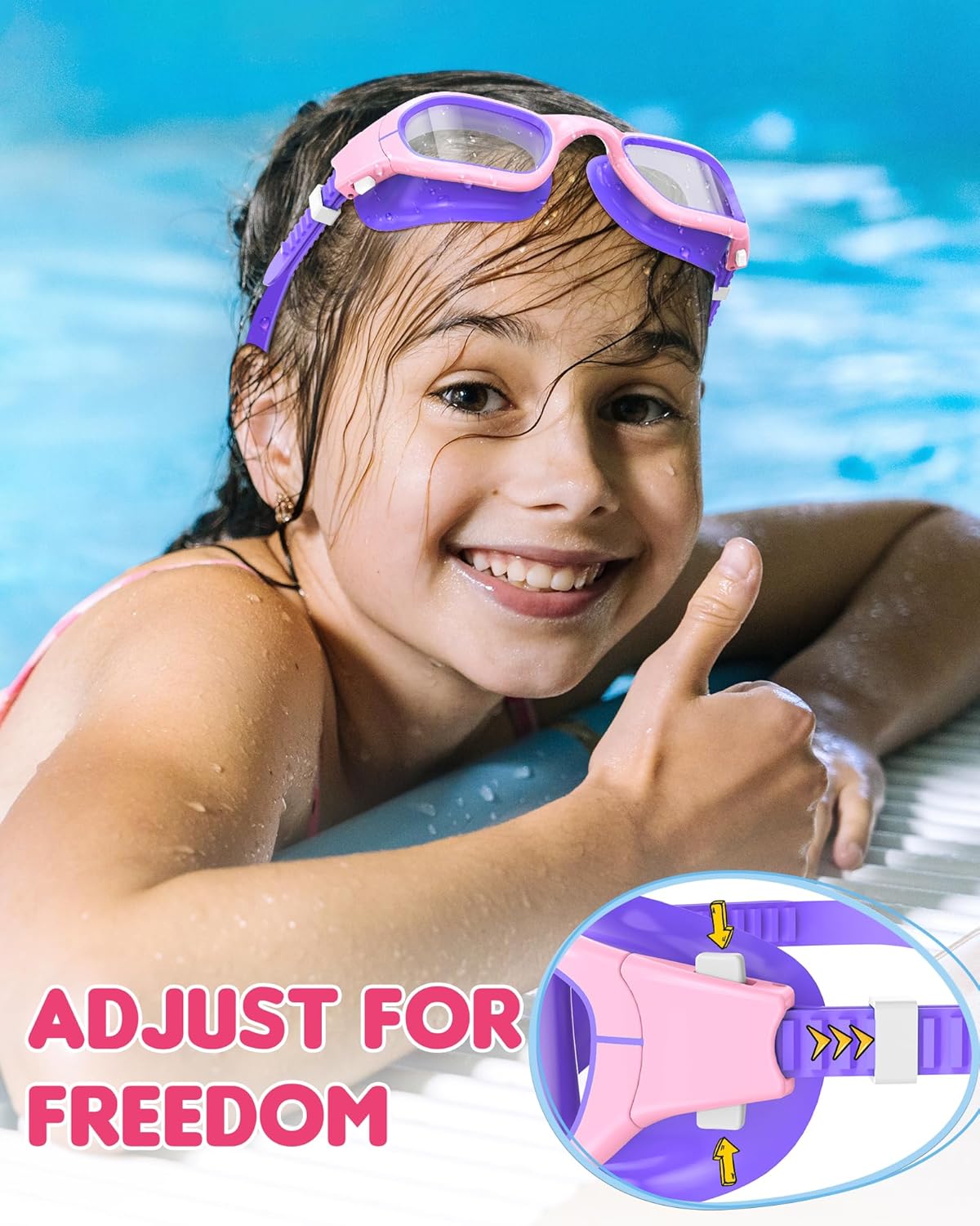 Kids Swim Goggles,Swimming Goggles for Kids 6-14, Anti-Fog UV Protection Pool Glasses for Boys Girls