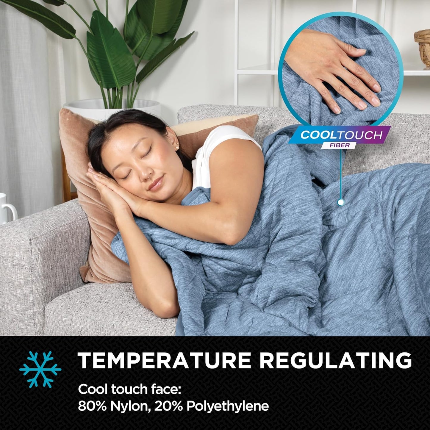 Brookstone Cooling Comfort Throw - Innovative Cooling Dual-Sided Throw - Oversized Cool Blanket for Hot Sleepers - Cooling Blankets for Sleeping - Nylon and Polyethylene Cooling Blanket - Faded Denim