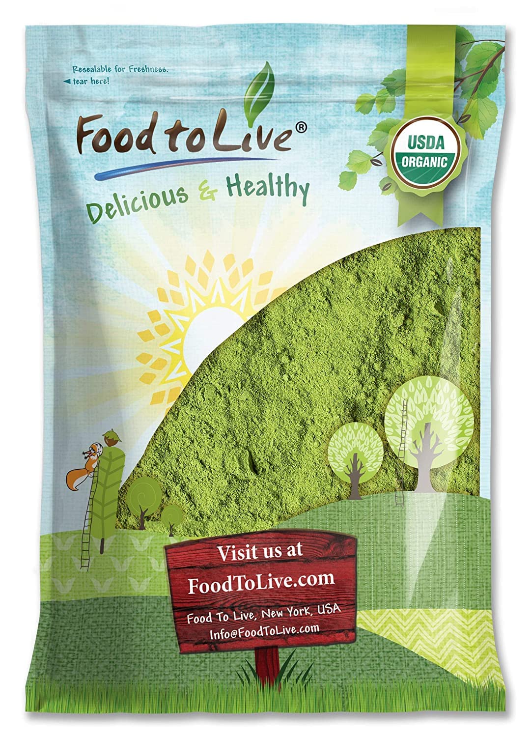 Food to Live Organic Moringa Leaf Powder, 4 Pounds - Non-GMO, Kosher, Raw, Vegan, Bulk, Ground Moringa Oleifera Leaf, Sun-Dried, Great for Drinks, Teas and Smoothies