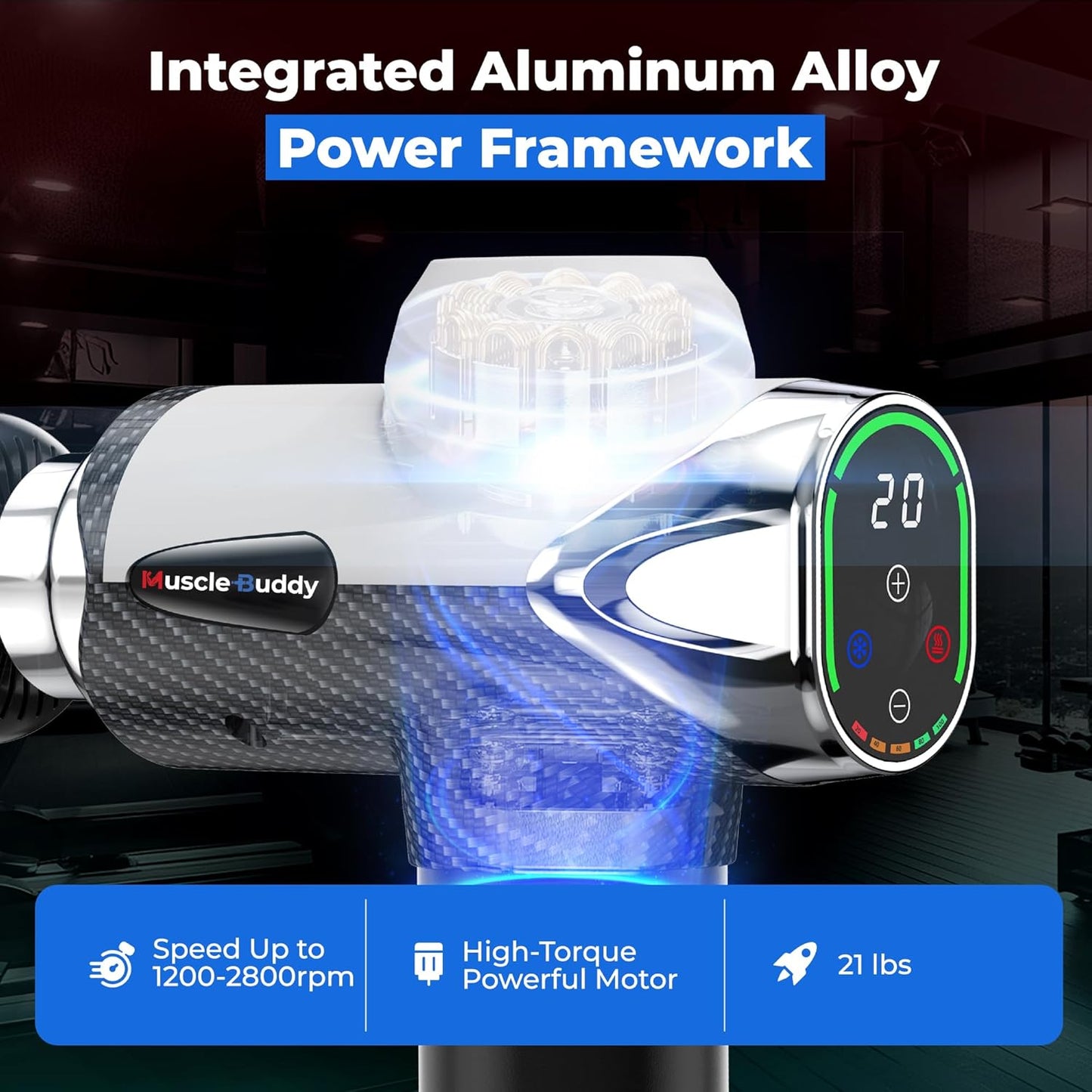 Massage Gun Deep Tissue with Heat and Cold Head, 6 Temperatures, 20 Levels & 10 Heads, Handheld Muscle Massager Gun with Carry Case, Portable Percussion Muscle Massager Gun (White)