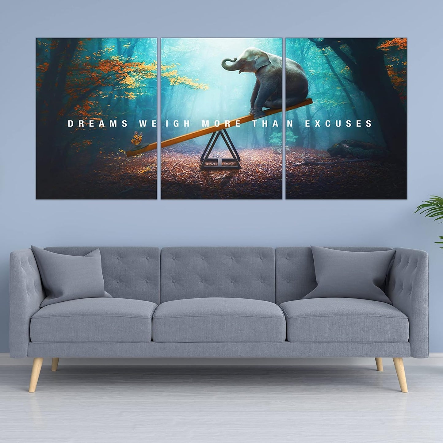 Yetaryy Motivational Poster Inspirational Wall Art 3 Pieces Canvas Painting Lion Artwork for Living Room Office Modern Home Decor Prints Pictures Wall Decor Framed Ready to Hang [36''Wx 16''H]