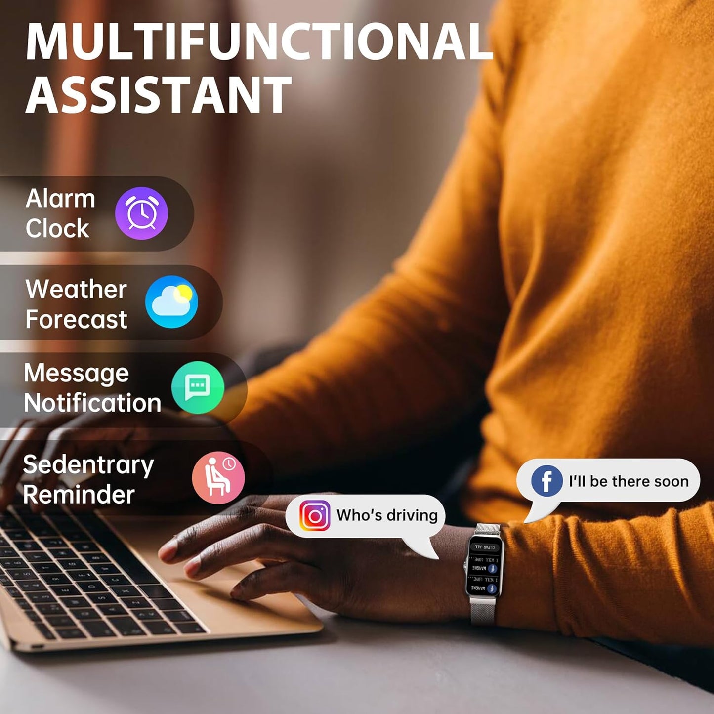 Fitness Tracker with 24/7 Continuous Heart Rate, Blood Oxygen Monitor, Smart Watch with Sleep Monitor, IP68 Waterproof Activity Tracker Step Counter for Women Men