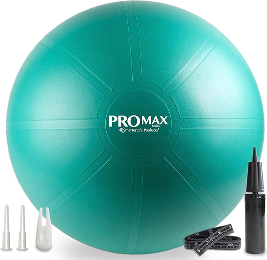 SmarterLife PRO MAX Workout Exercise Ball for Fitness, Yoga, Balance, Stability, or Birth Ball for Pregnancy and Labor, Great as Yoga Ball Chair for Office or Home Gym Equipment