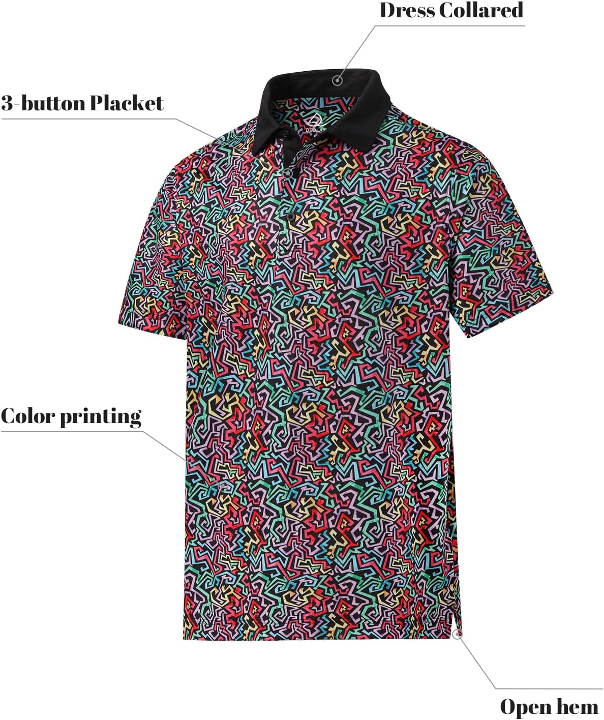DEOLAX Mens Polo Shirts Fashion Print Mens Golf Shirt Dry Fit Mens Golf Polo Short Sleeve Quick Dry Funny Golf Shirt for Men