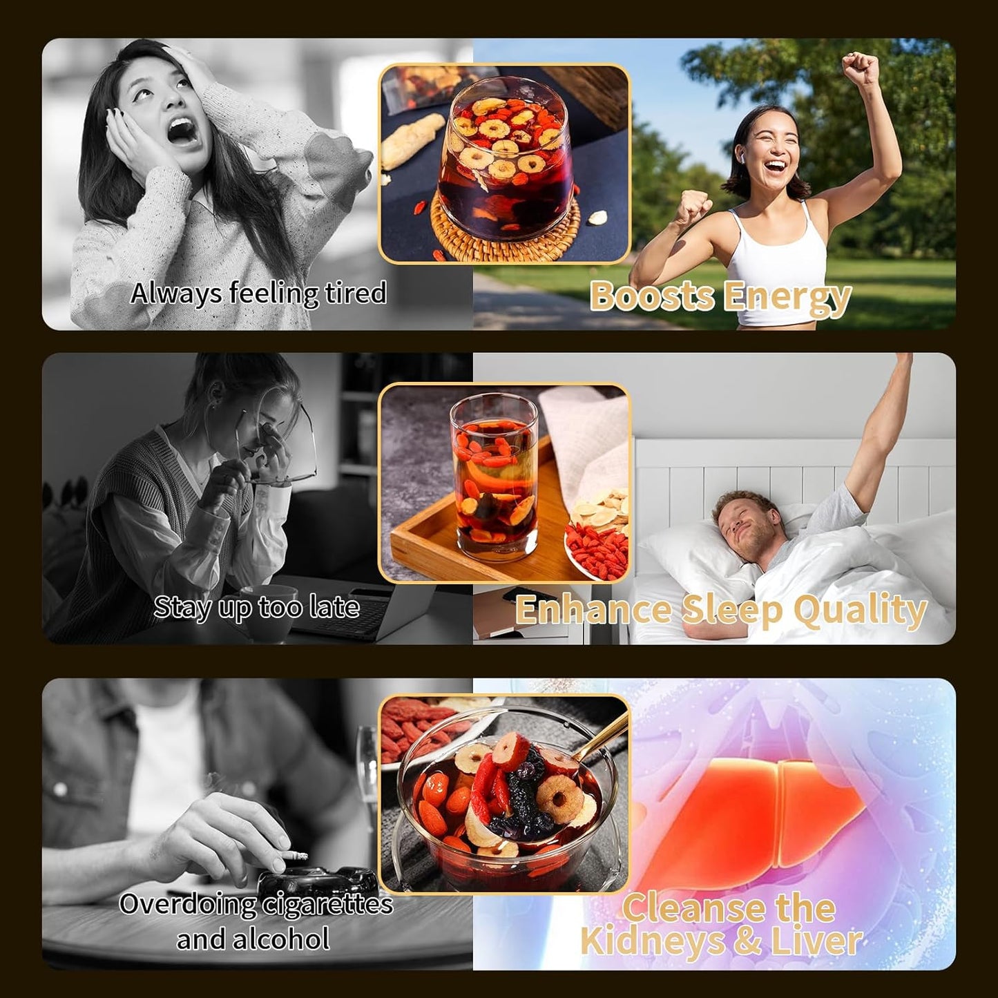 Fangkic Kidney Tea Formula Ginseng Six Treasure, (480g/1Box) 32 Packs Ginseng Five Treasure Aid Root Men's Kidney Cleanse Detox Tea, 7 Precious Organic Ingredient Formula, Chinese Herbal