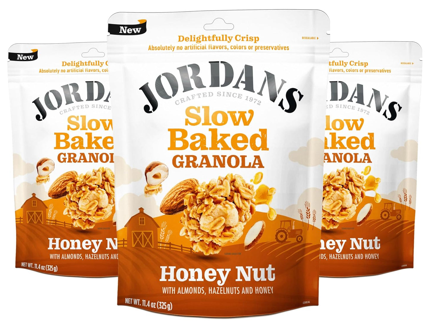 Jordans Slow Baked Granola | Honey Nut Slow-baked Granola with Almonds, Hazelnuts and Honey | No Artificial Flavors, Colors, or Preservatives, 11.4 oz (Pack of 3)