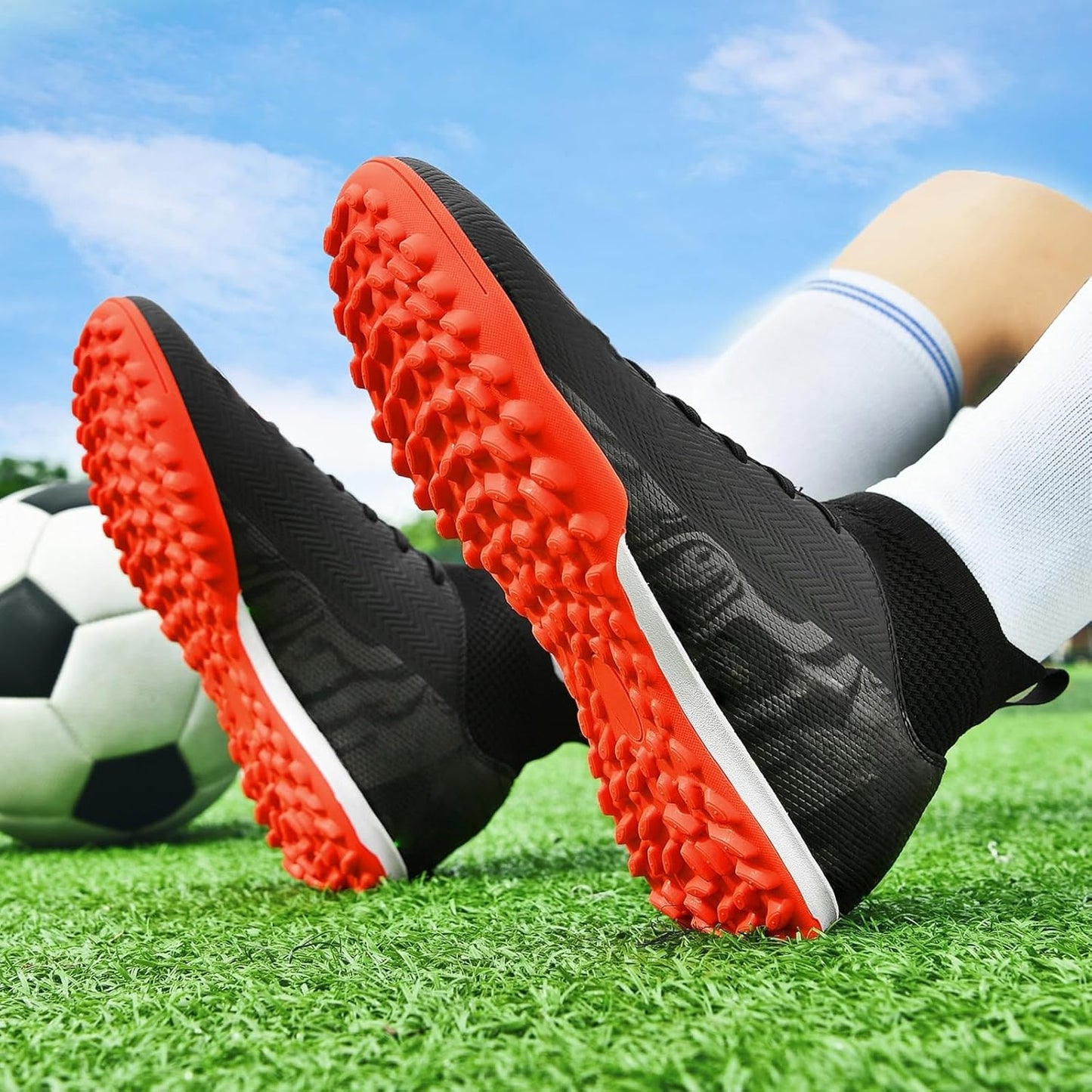 Indoor Soccer Cleats Mens Womens Turf Soccer Cleats Wide Socer Shoes FG AG TF High Ankle Football Boots