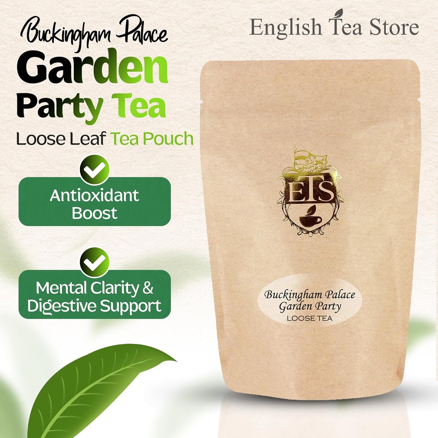 English Tea Store Buckingham Palace Garden Party Tea - 4oz | Loose Leaf Black Tea with Earl Grey and Jasmine Notes | British Royal-Inspired Afternoon Blend | Medium Body Floral Flavor