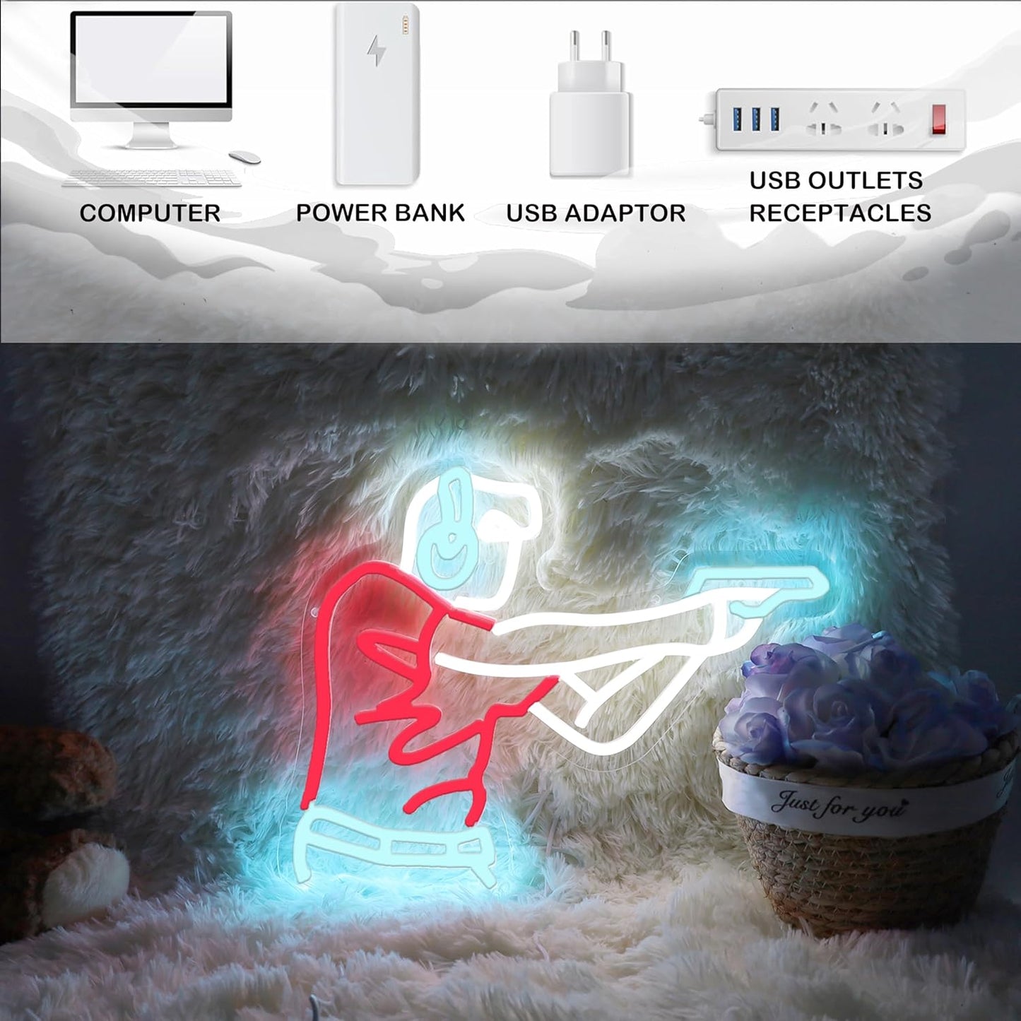 Man Shooting Neon Sign Gun Led Light Up Sign Game Player Gifts Dimmable Shooting Decor for Gun Club Decor Man Cave Game Room 15"×11.9"