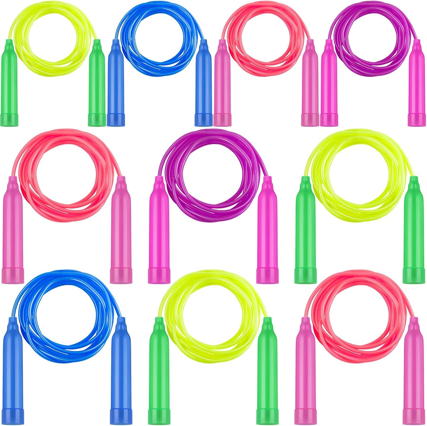 Elcoho 10 Pack Colorful Kids Jump Rope Set Adjustable Plastic Kids Jump Rope Skipping Rope Outdoor Jump Ropes Great Party Favor