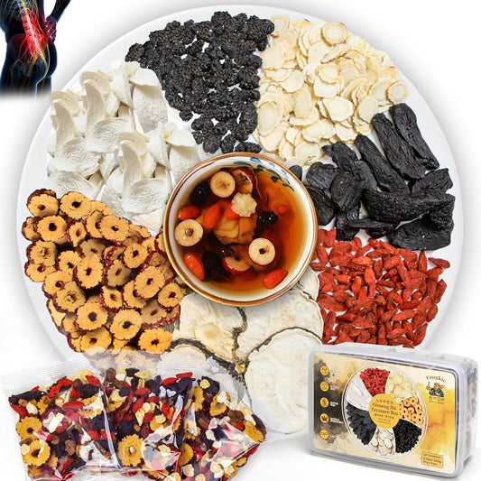 Fangkic Kidney Tea Formula Ginseng Six Treasure, (240g/1Box) Ginseng Five Treasure Aid Root Men's Kidney Cleanse Detox Tea, 7 Precious Organic Ingredient Formula, Chinese Herbal