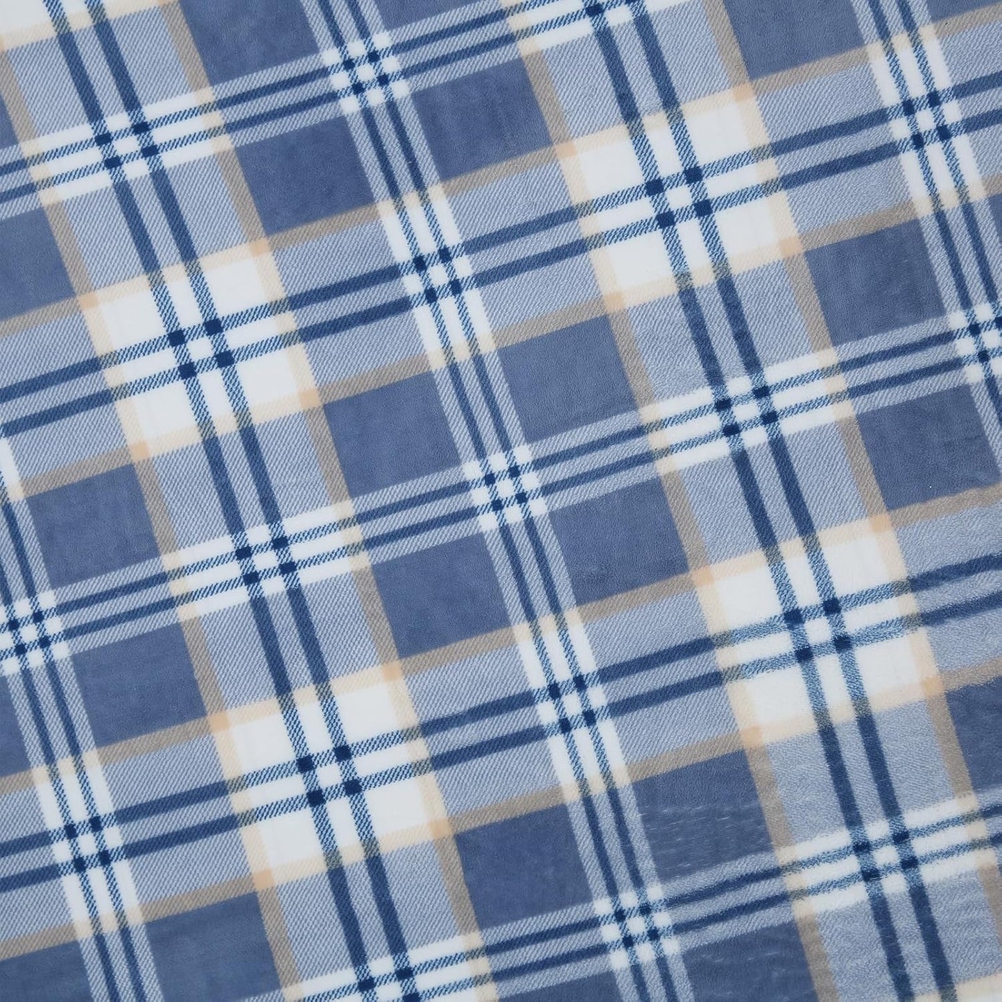 PU MEI Sherpa Blanket Queen Plaid Thick Bed Blanket, 80”*90” Super Soft Flannel Fuzzy Fleece Reversible Velvet Plush Warm Blanket for Couch (Blue White Check)