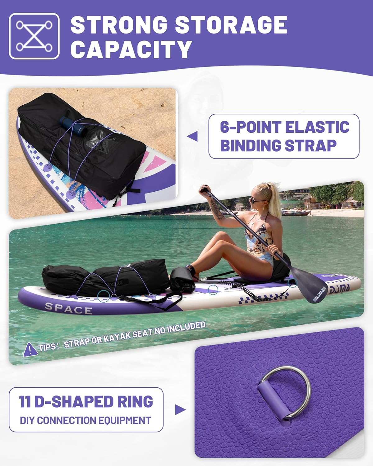 DAMA 11'*34"*6" Inflatable Paddle Board, Paddle Boards for Adults,Sup,Lightweight and Durable, Easy to Inflate, Versatile in Style, Fully Functional, Equipped w/High Grade Accessories.