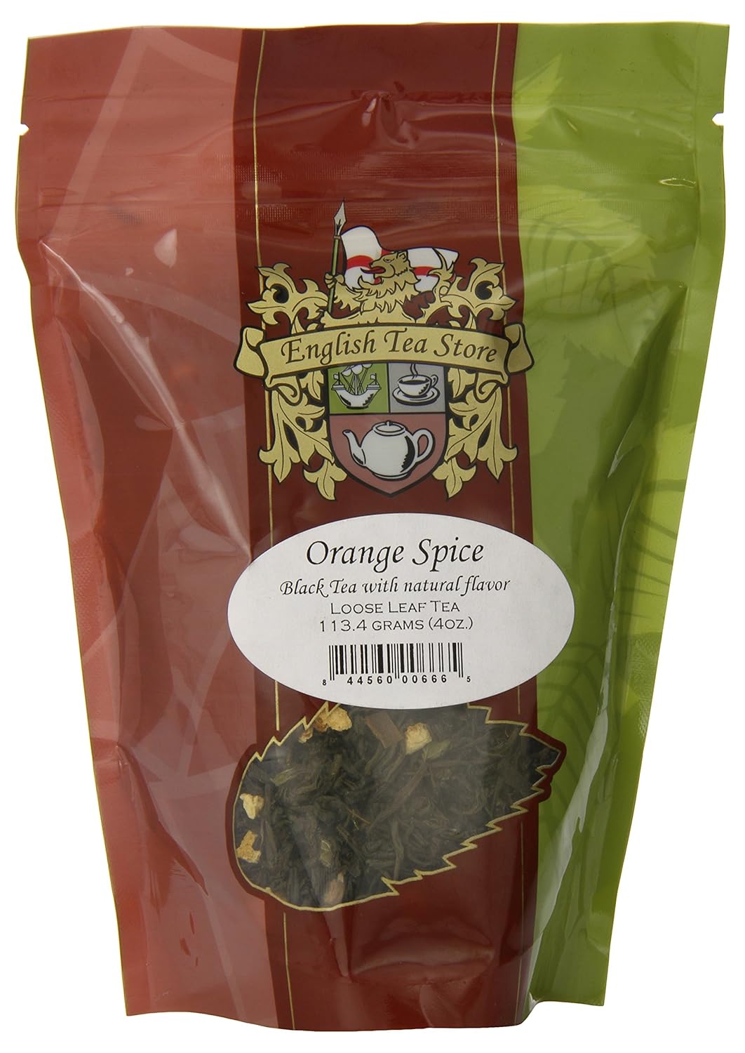 Orange Spice Naturally Flavored Black Tea – Loose Leaf Pouch | Ceylon Tea with Orange Peel & Cinnamon | Medium Caffeine | 4oz Resealable Bag | Kosher Vegan Hot or Iced Brew