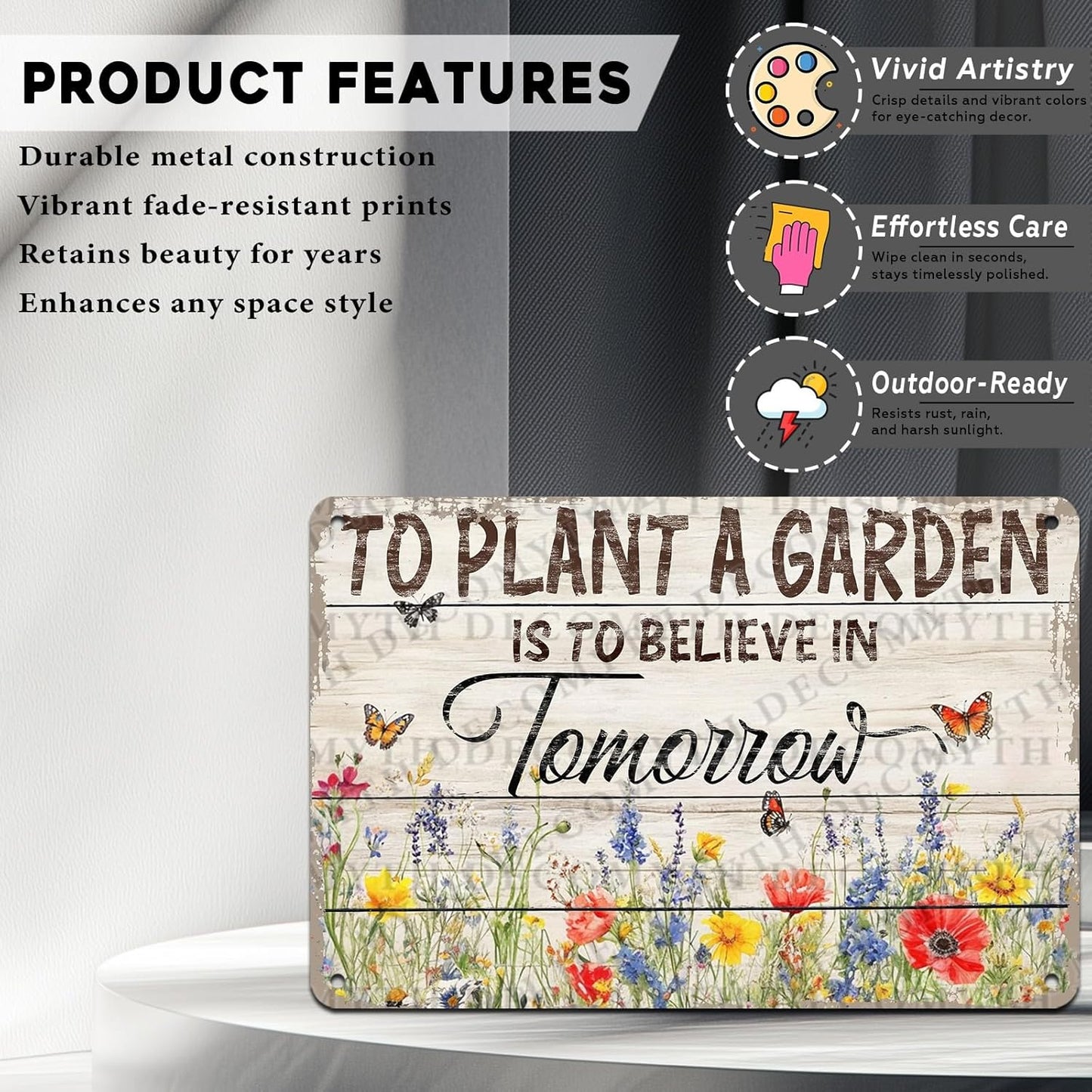 Gardening Vintage Metal Sign Plaque To Plant A Garden is To Believe Tomorrow Sign for Home Greenhouse Living Room Bedroom Outdoor Decor 12 * 8inch