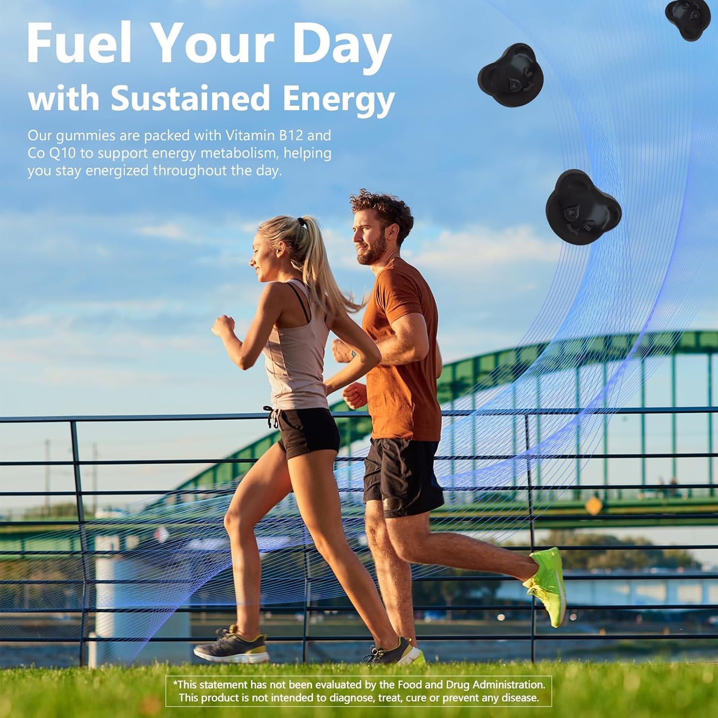 Natural Energy Gummies with Vitamin B12, Goji, CoQ10, Energy Support & Metabolism Support Chewable Supplement,GMO Free, Gluten Free(Raspberry, 120 Count)