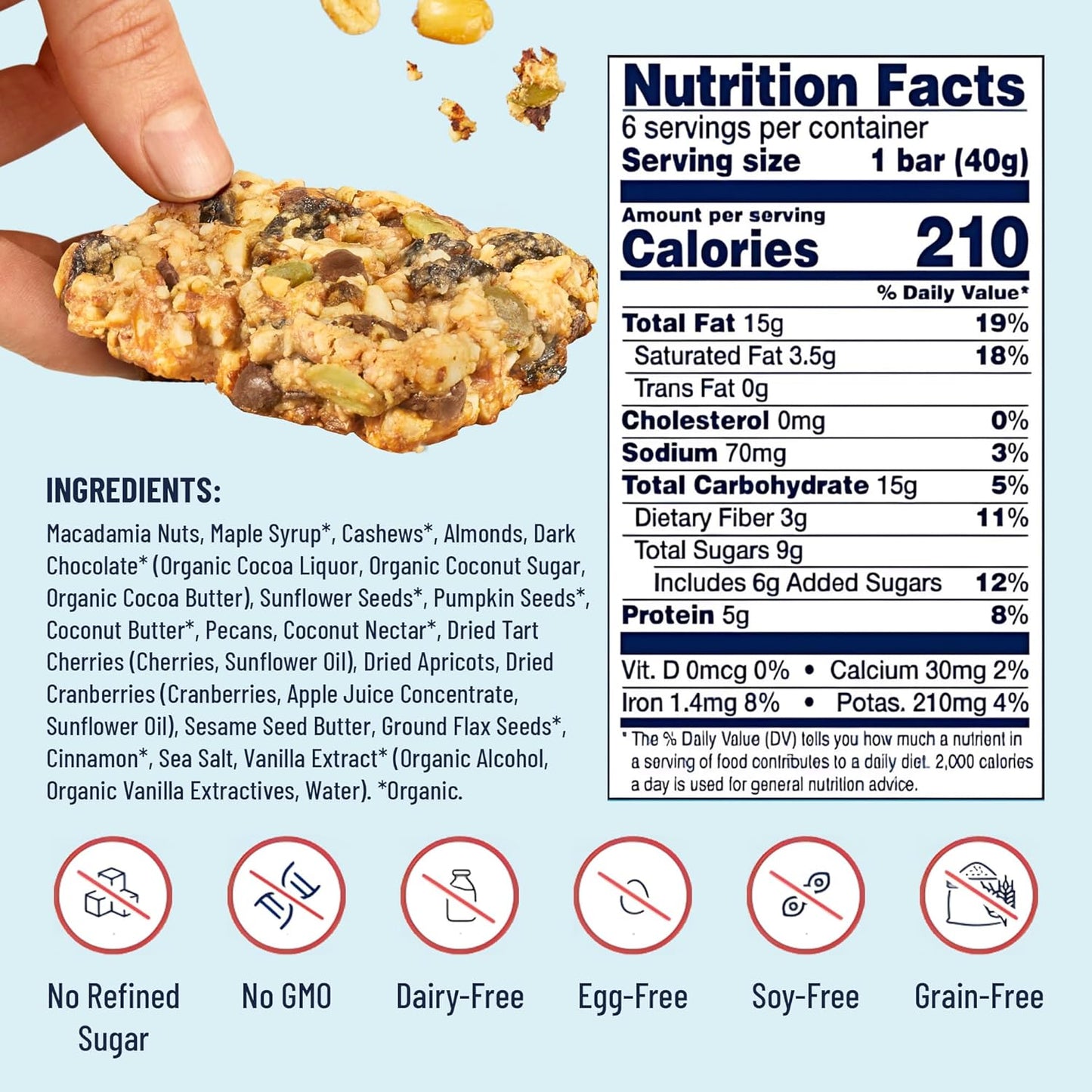 The YES Bar YES Bar – Macadamia Chocolate – Plant Based Protein, Decadent Snack Bar – Vegan, Paleo, Gluten Free, Dairy Free, Low Sugar, Healthy Snack, Breakfast, Low Carb, Keto Friendly (Pack of 6)