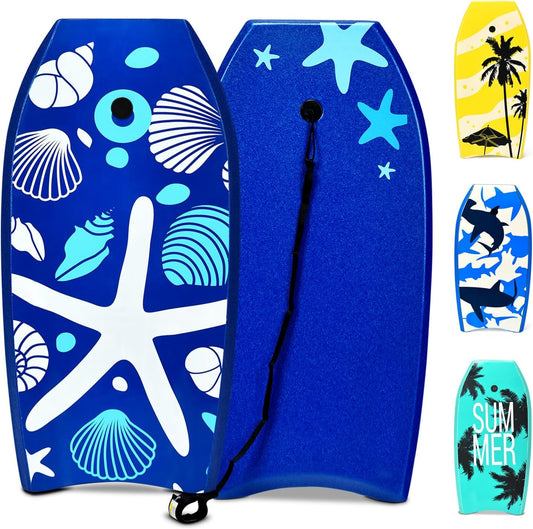 KOTEK 33/37/41 Inch Body Board with Wrist Leash, EPS Core, Dual Channel, HDPE Slick Bottom, Bodyboard for All Skill Levels & Wave Conditions