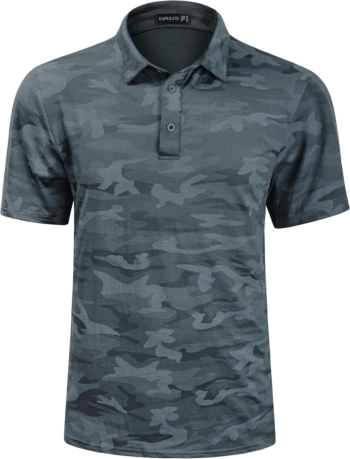 TAPULCO Mens Quick Dry Polo Shirts Camouflage Pattern Performance Athletic Lightweight Breathable Casual Golf Tshirts