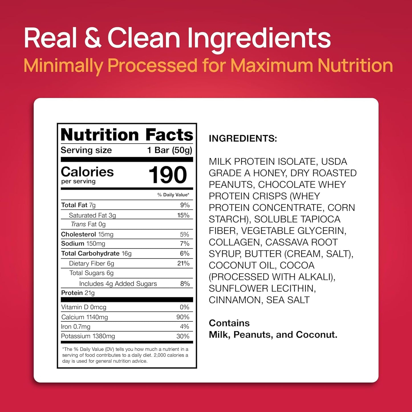 ProGo Protein Bars, Low Sugar, High Protein Snacks (21g) - 95% Pure Isolate for Faster Muscle Growth & Recovery, Low Calorie, Sweetened w/Peanut Butter & Honey (20-Count, Fudge Brownie)