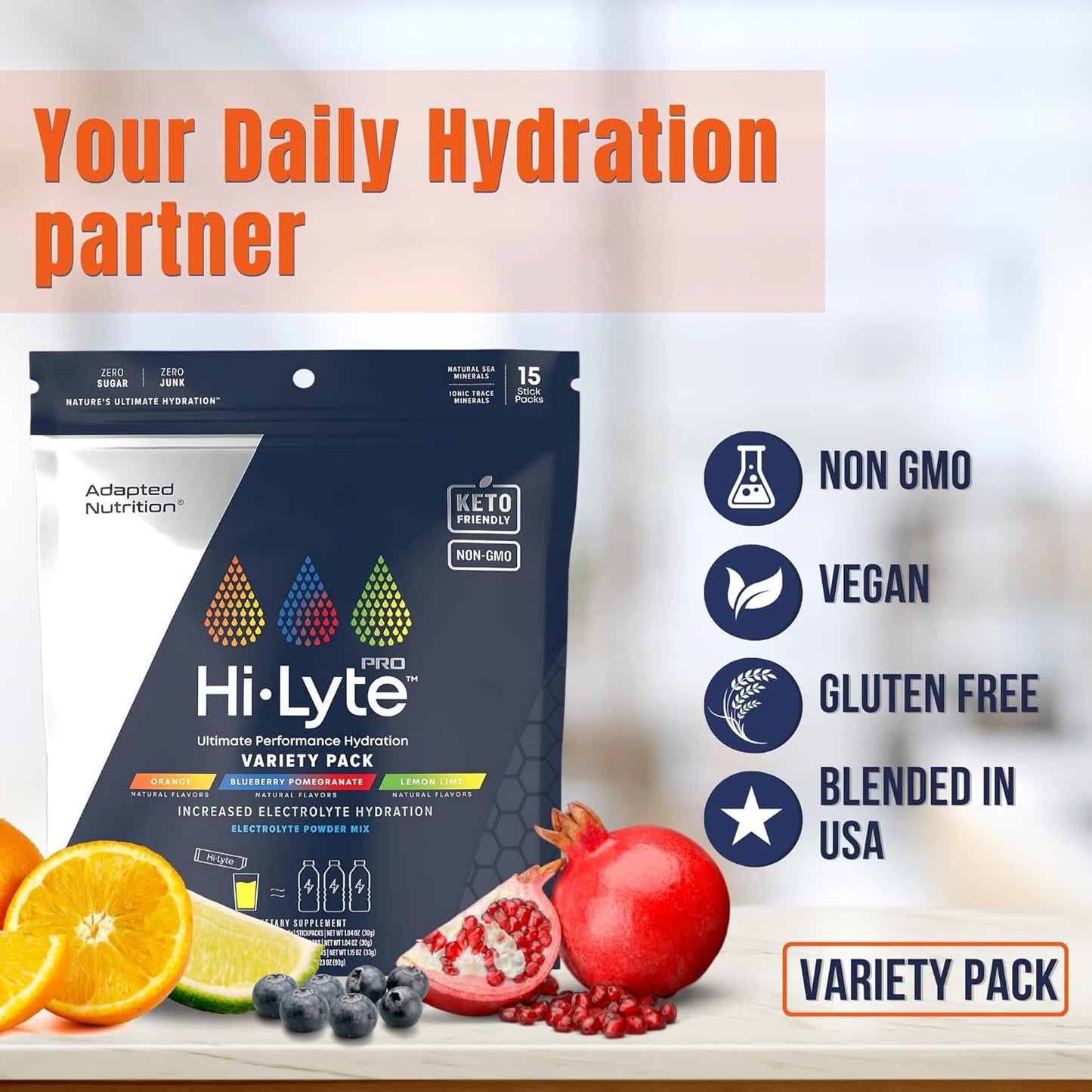 Hi-Lyte Pro Hydration Packets - 15 Individual Drink Packets | Variety Pack | Flavored Electrolyte Powder | Sugar-Free, Zero Carb, Zero Calorie