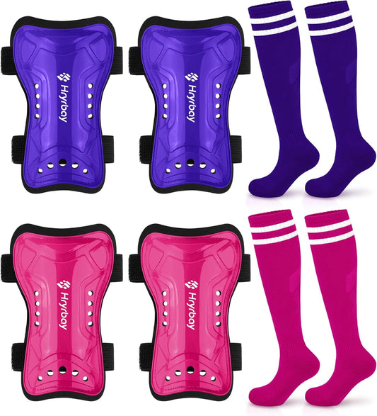 Kids Soccer Shin Guards and Socks Toddler Soccer Shin Pads Protective Defender Gear for 3-15 Years Old Youth Boys Girls