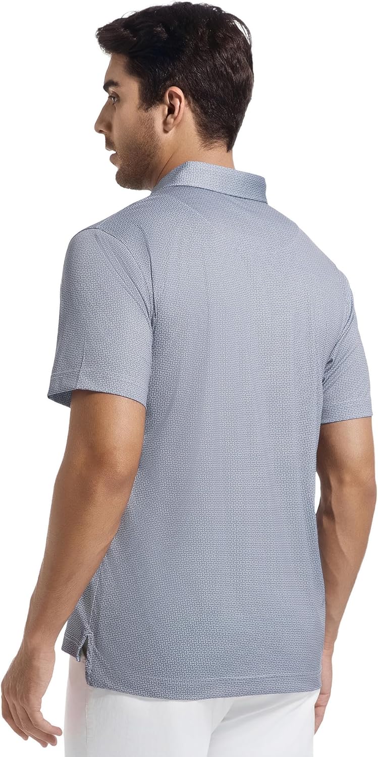 SAMERM Mens Golf Shirts Short Sleeve Dry Fit Performance Moisture Wicking Print Sport Polo Shirts for Men Casual