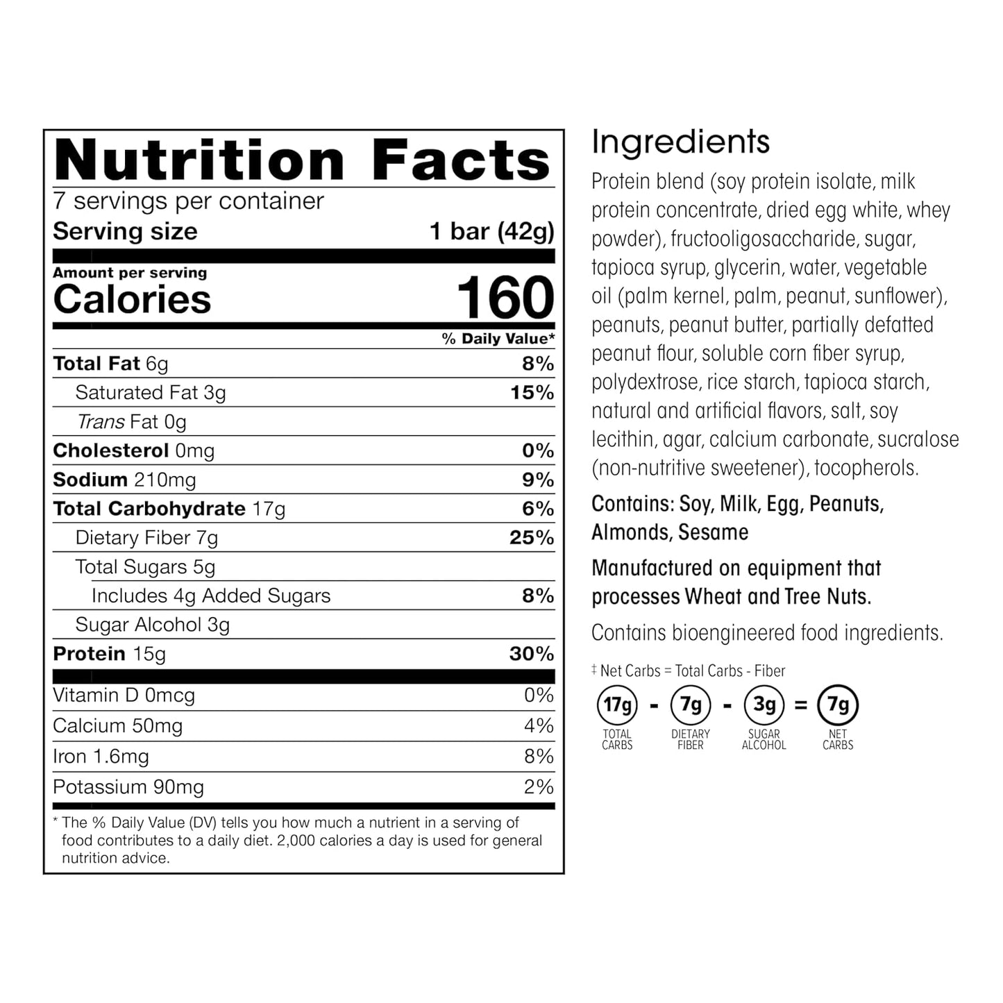 Wonderslim High Fiber Protein Bars, Fluffy Nutter | 15g Protein, 7g Fiber | Low Sugar, Low Carb | Healthy Indulgence | Satisfying, Supports Energy & On-the-Go Convenience, 7 Pack