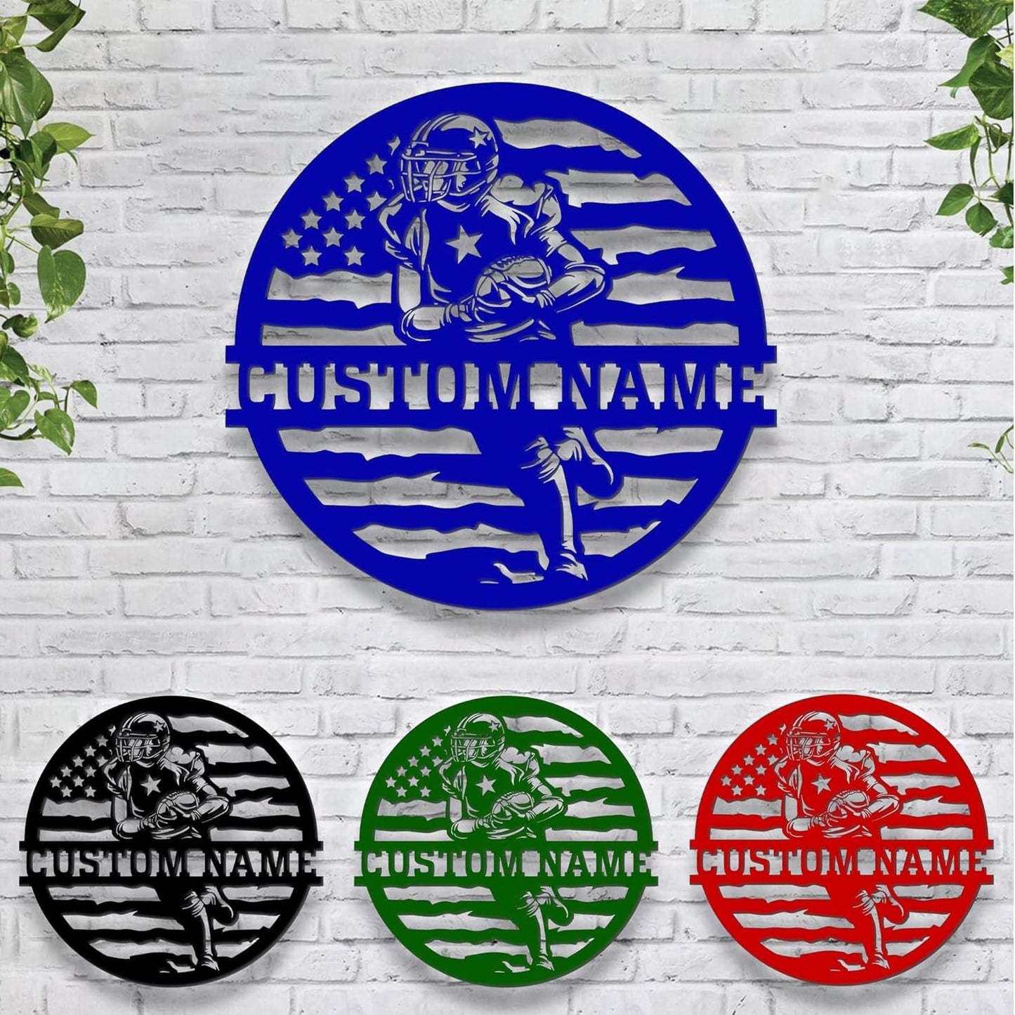 Personalized Football Metal Wall Art LED Light, American Sign, Wall Decor, Birthday Xmas Gift