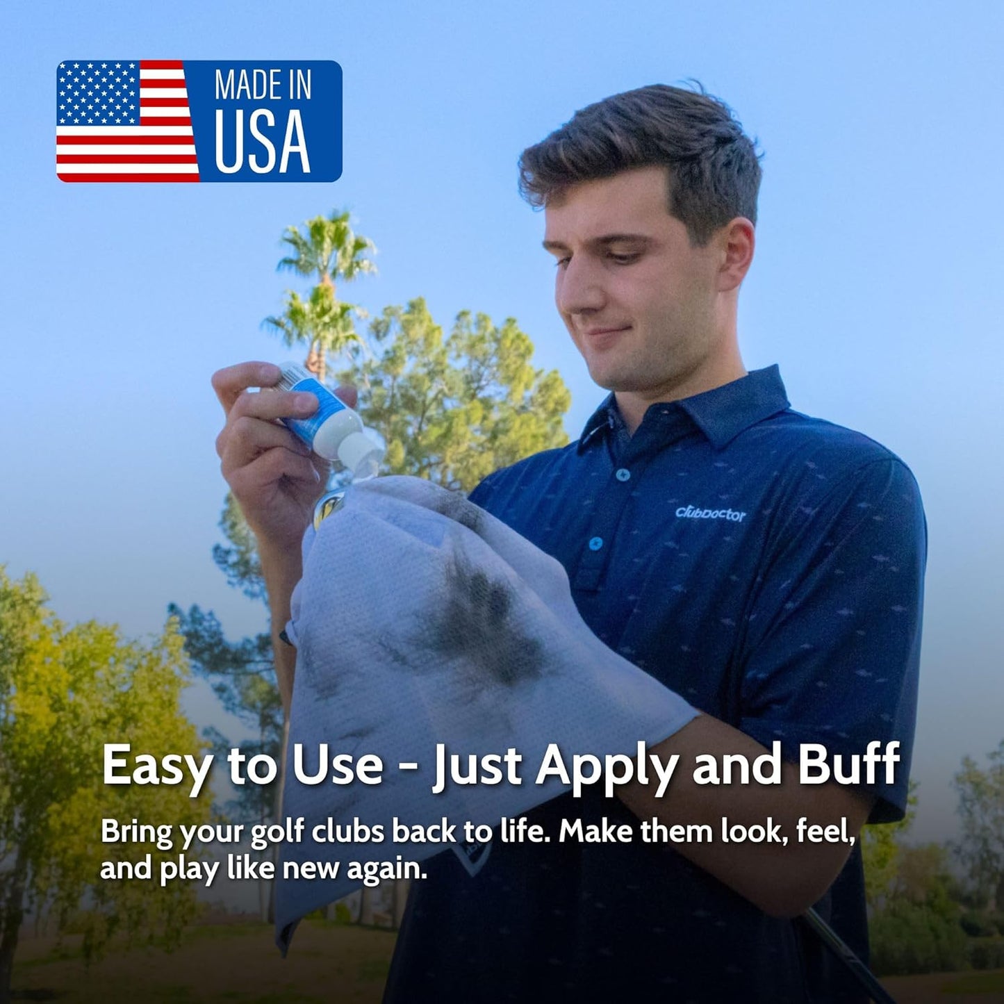 Club Doctor Golf Club Polish, Made in USA for Golfers, Restores, Shines, Polishes - Works on Drivers, Irons, Putters, Woods