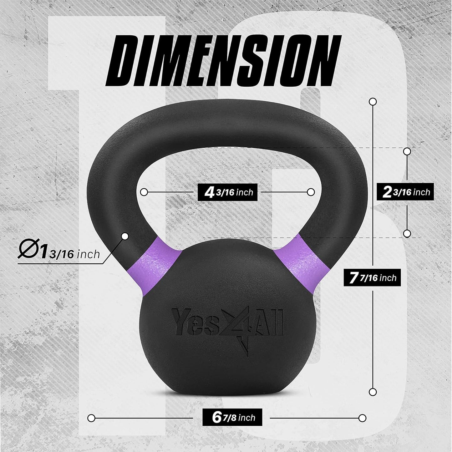 Yes4All Powder Coated Cast Iron Kettlebell Strength Training Kettlebells Weight Set for Full Body Workout, Home Gym