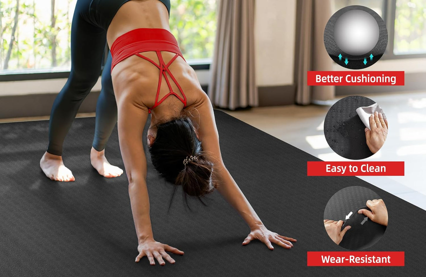 Extra Large Yoga Mat - 72"x35", 72"x48", 78"x57" - Wide TPE Exercise Mat for Home, Stretching, Couples & Family Workouts - 6-12mm Thick, Non-Slip & Waterproof - with Carry Bag and Straps