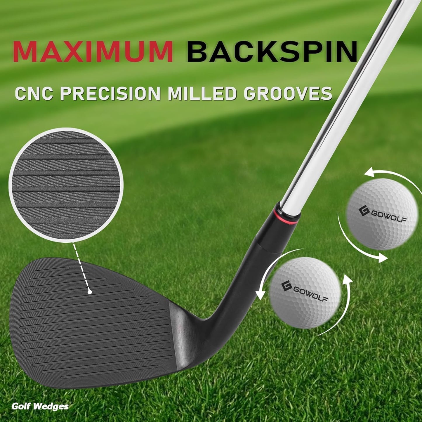 Gowolf Premium Forged Full Face Golf Wedges 50/52/54/56/58/60 Degree Individual or Sets for Men, Right Hand Gap Wedge Sand Wedge Lob Wedge, Golf Clubs CNC Milled Face for More Spin - Great Golf Gifts