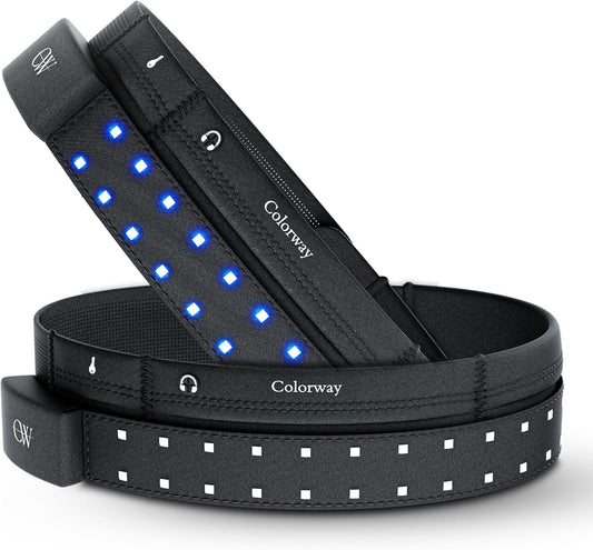 Colorway Led Running Belt – Day & Night Adjustable Waist Pack, Removable Light Strip, 3 Pouches for All Essentials, Reflective Running Gear for Men & Women (Rechargeable, Machine Washable)