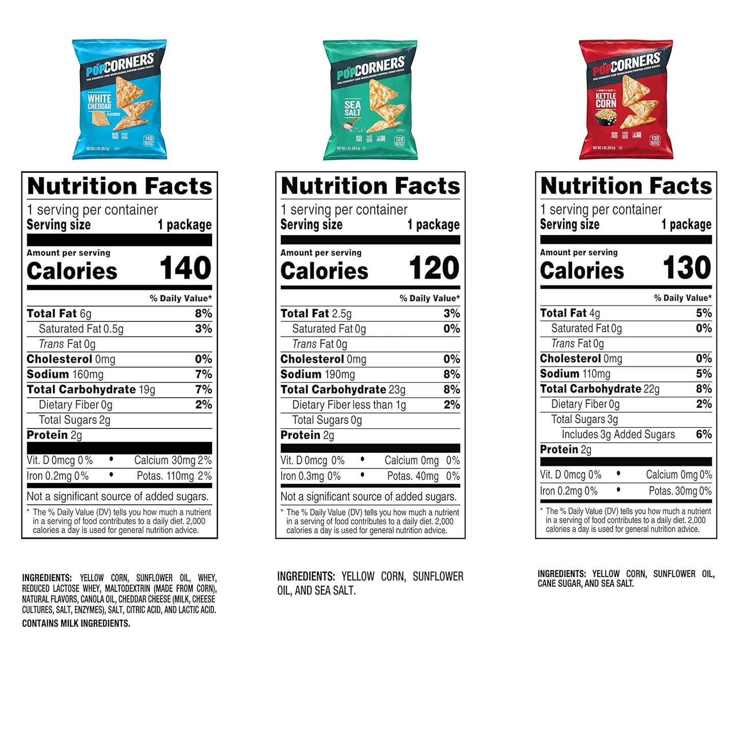 PopCorners Popped Corn Snacks, Core 3 Flavor Pack, 1 Ounce (Pack of 20) (Packaging May Vary)