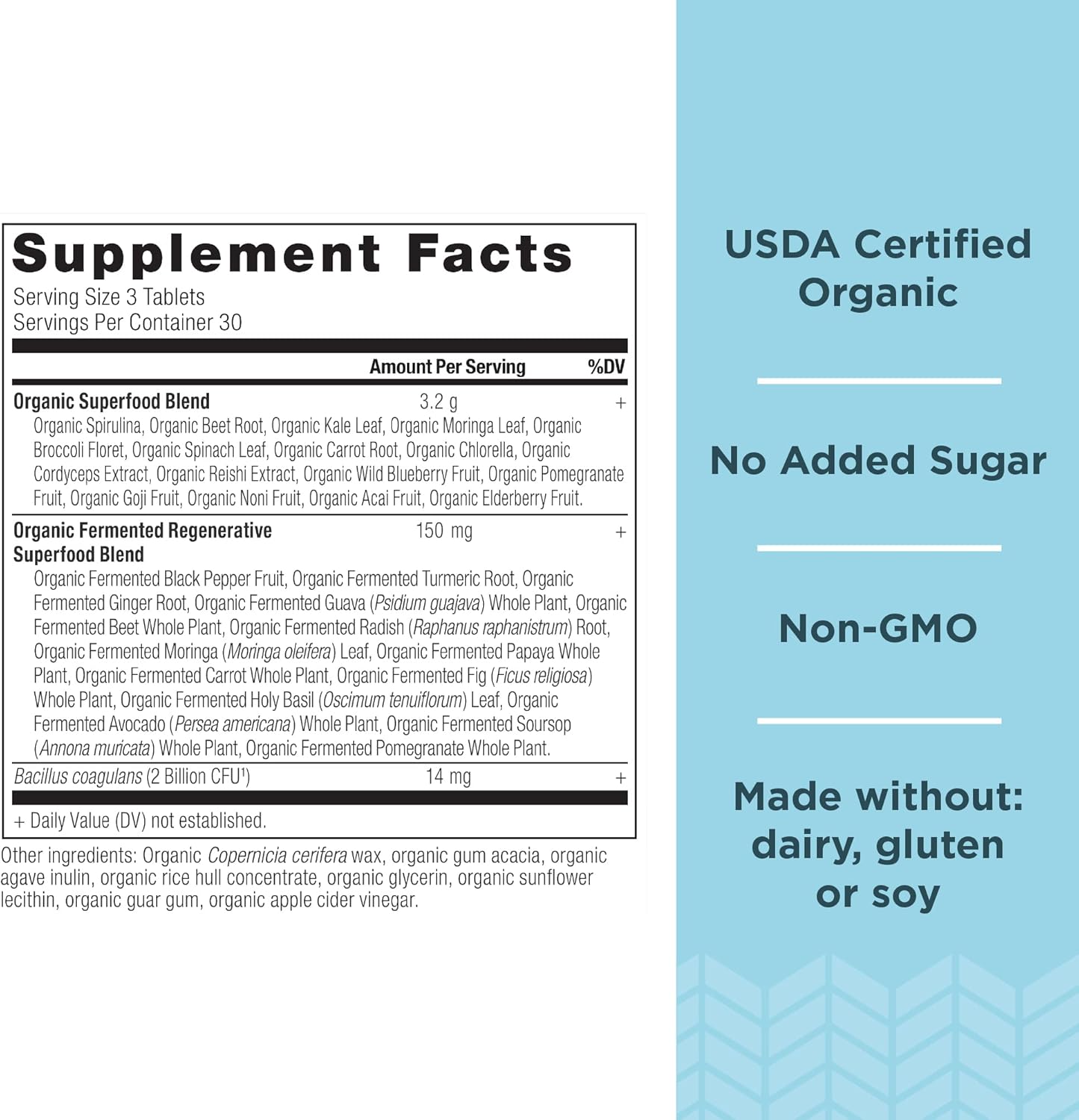 Ancient Nutrition Super Greens with Probiotics, Organic Superfood Tablets Made from Spirulina, Chlorella, Moringa, and a Resilient Probiotic, 30 Servings, 90 Count