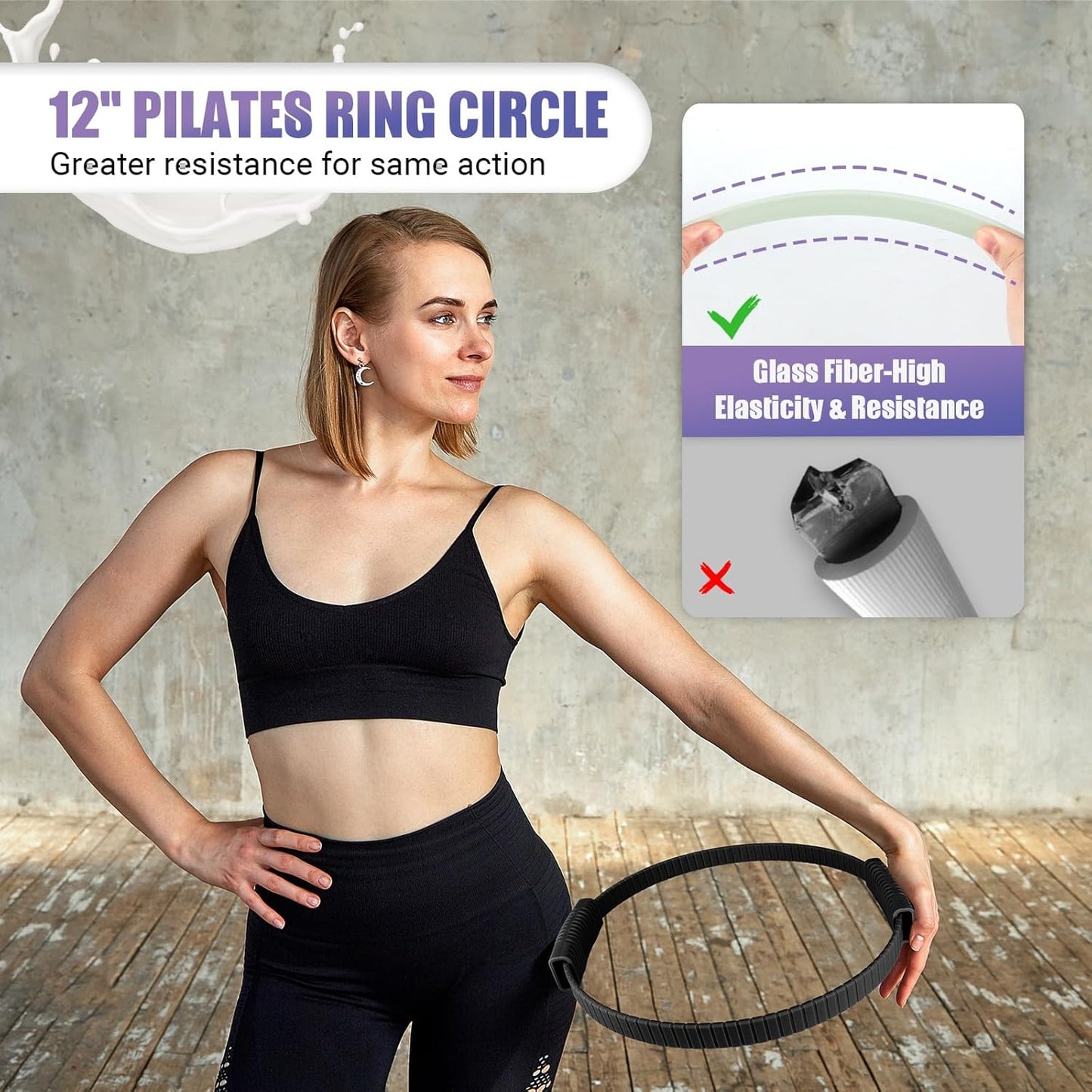 Pilates Ring, 13.5"/12" Silicone Magic Circle with Training Poster & Portable Bag, Pilates Ring Circle for Inner Thigh Workout, Yoga, Lose Weight & Physical Therapy for Women