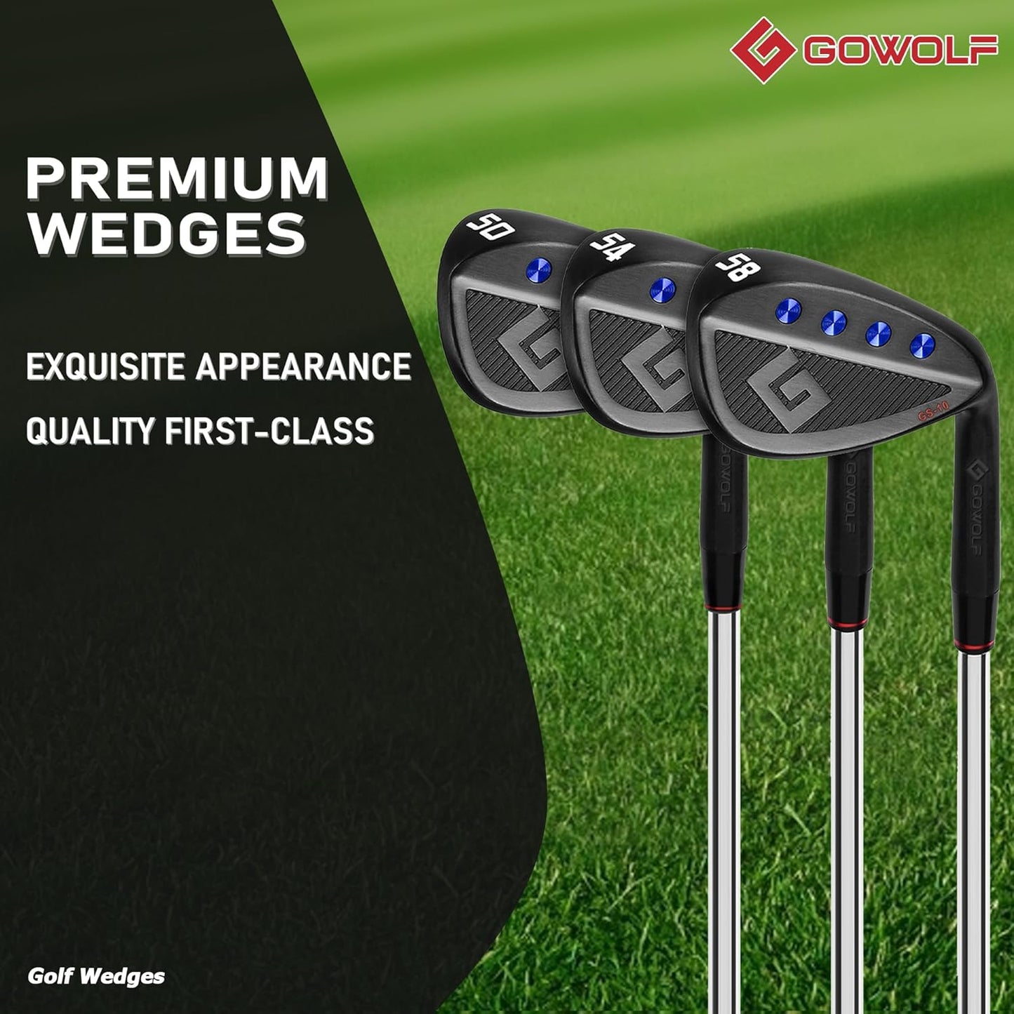 Gowolf Premium Forged Full Face Golf Wedges 50/52/54/56/58/60 Degree Individual or Sets for Men, Right Hand Gap Wedge Sand Wedge Lob Wedge, Golf Clubs CNC Milled Face for More Spin - Great Golf Gifts