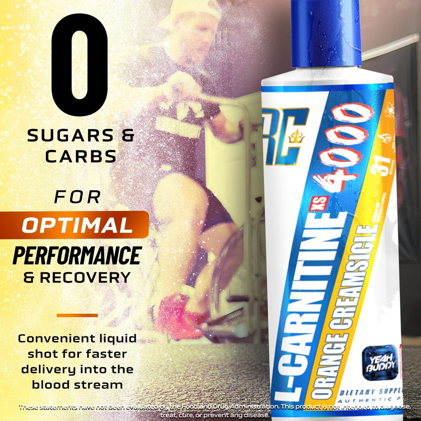 Ronnie Coleman Signature Series L Carnitine XS 4000 Liquid, Stimulant Free, Sugar Free, Zero Carbs, Lean Muscle Strength Support for Men & Women, 16 Oz (16 oz, Orange Creamsicle (4000))