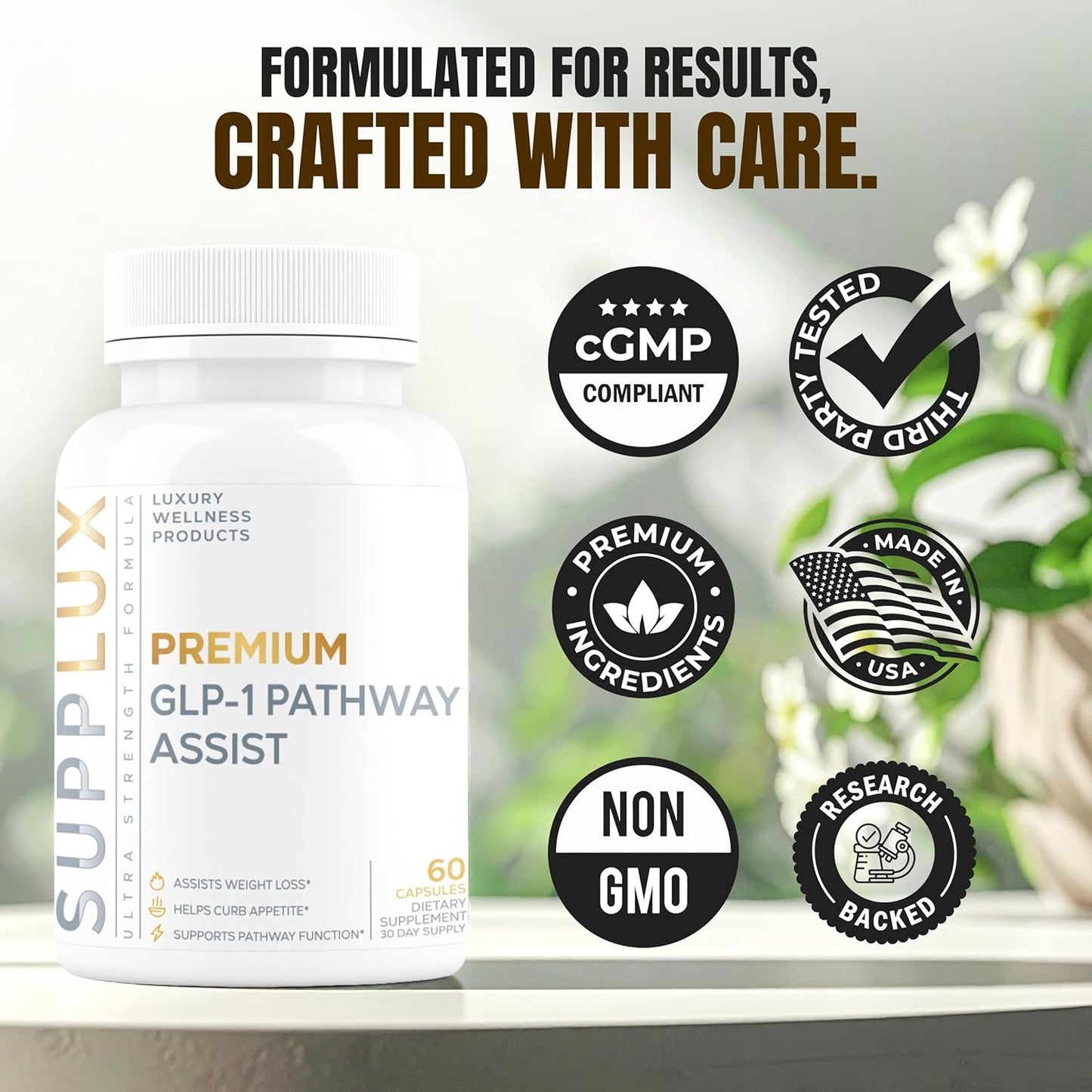 Premium GLP-1 Pathway Support Supplement for Weight Loss to Burn Fat & Suppress Appetite - Shredding Pills for Women & Fat Burner for Men | 3rd Party Tested Supplement - 60 Pills for Adults
